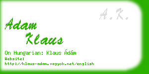 adam klaus business card